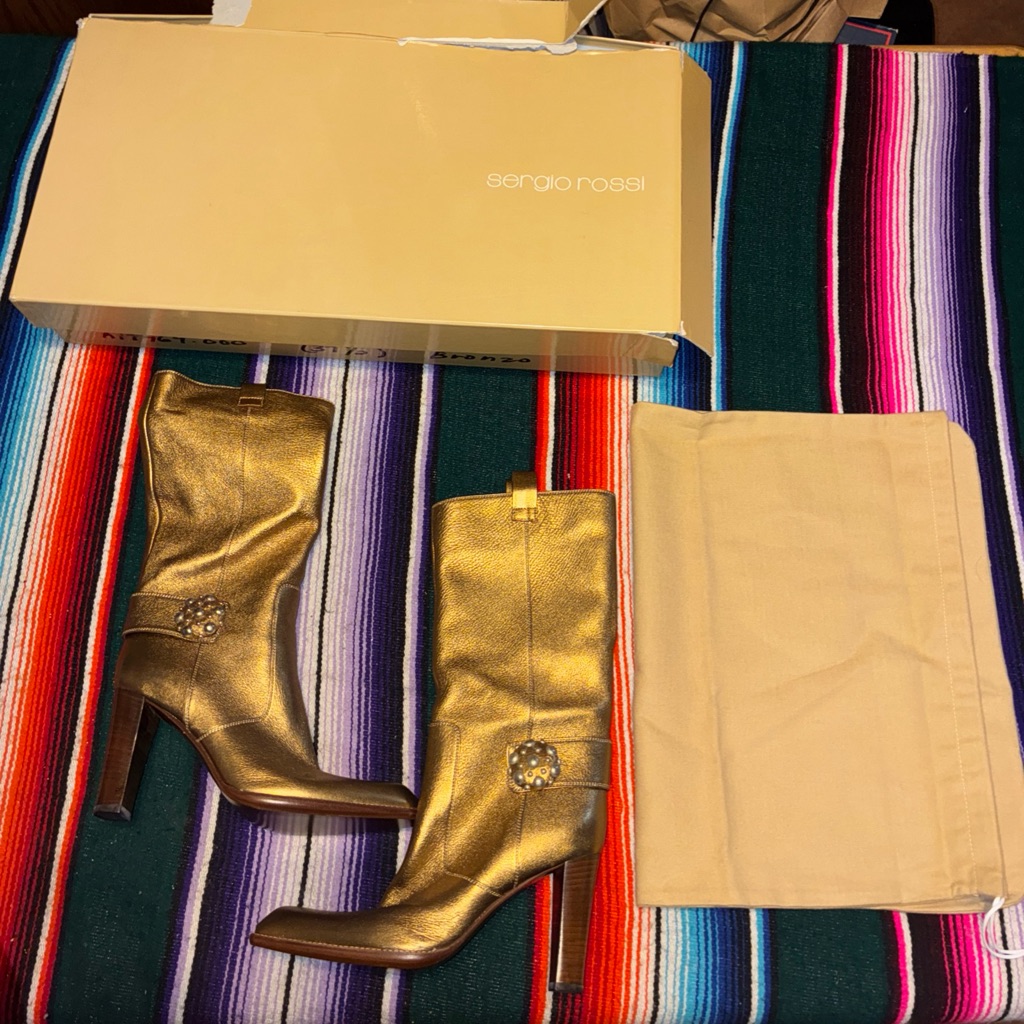 Sergio Rossi Made In Italy Leather Boots Eu 38 Designer